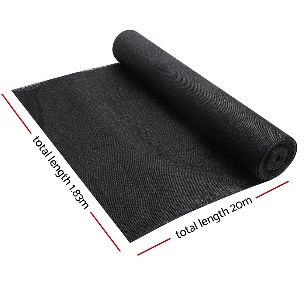 50% Shade Cloth 1.83x20m Heavy Duty Garden Mesh Roll Black