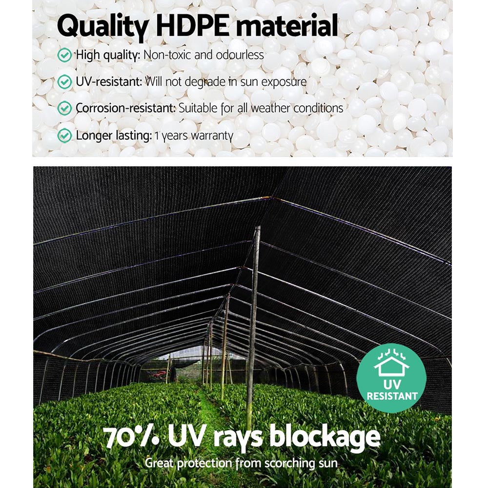 Instahut 70% UV Sun Shade Cloth Shadecloth Sail Roll Mesh Garden Outdoor Black