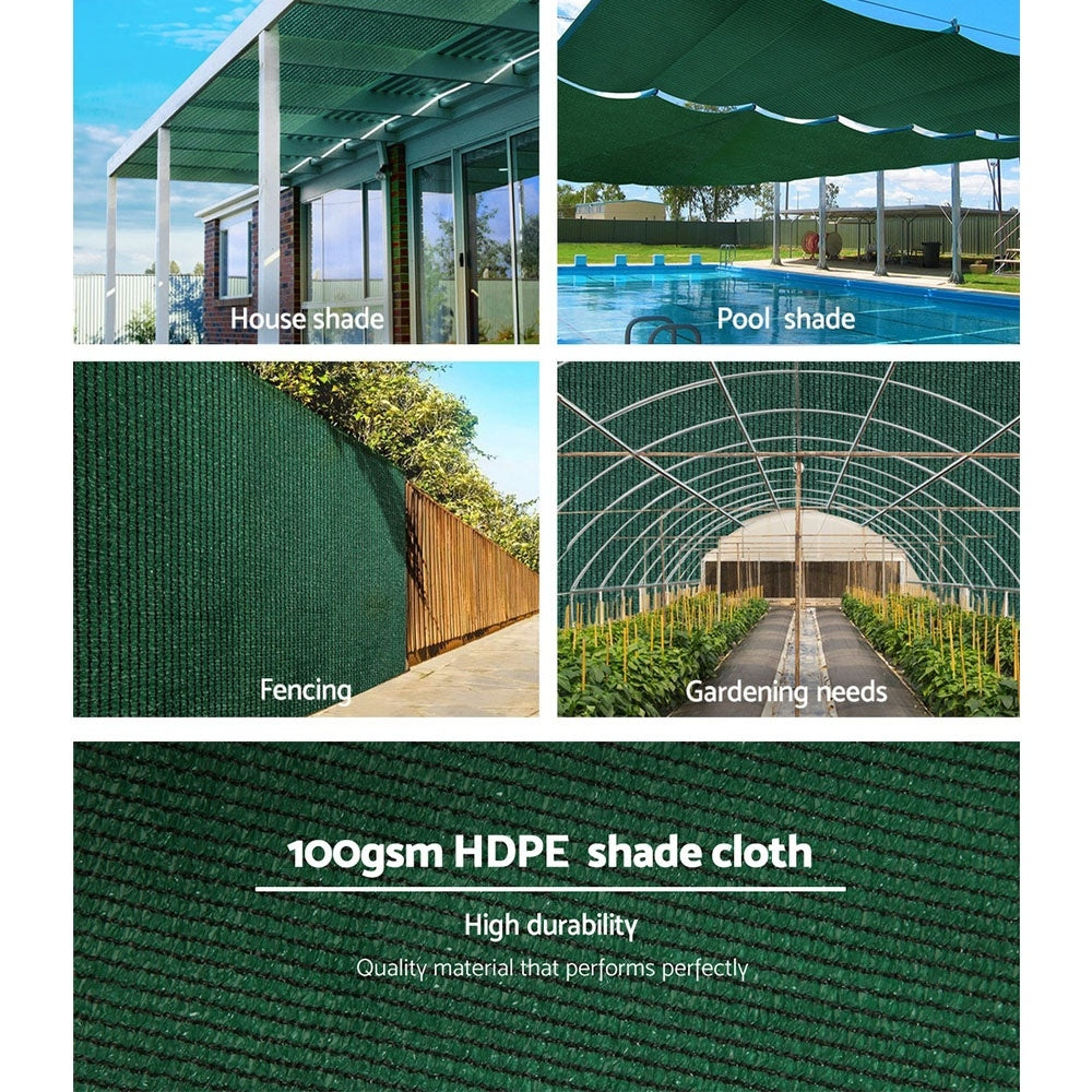 50% Shade Cloth 3.66x10m - Heavy Duty Garden Mesh Roll, Green