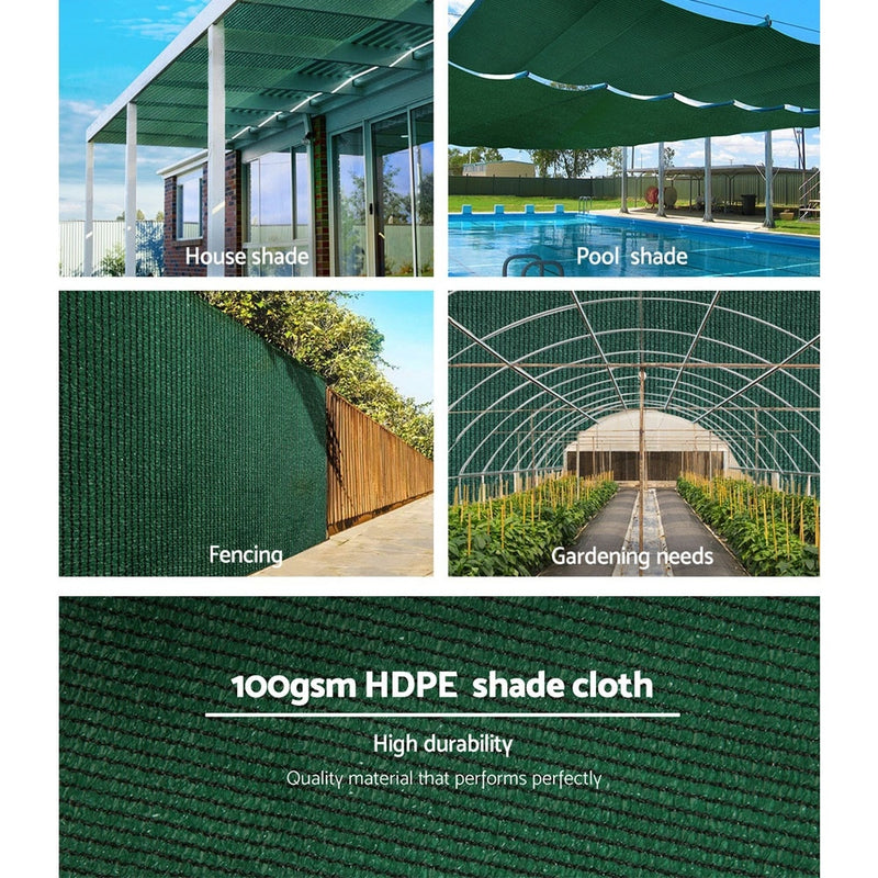 50% Shade Cloth 3.66x20m Shade Cloth Sail Heavy Duty Shadecloth Garden Mesh Roll GR - Umbrellas & Sunshades