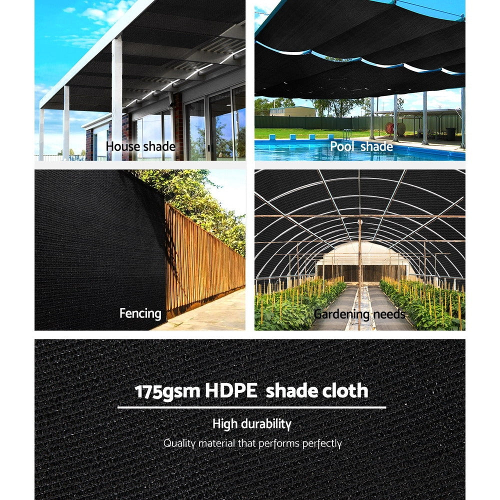Instahut 70% UV Sun Shade Cloth Shadecloth Sail Roll Mesh Garden Outdoor Black