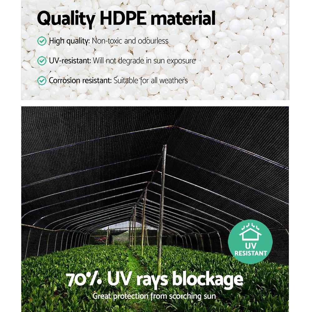 Instahut 70% UV Sun Shade Cloth Shadecloth Sail Roll Mesh Garden Outdoor Black