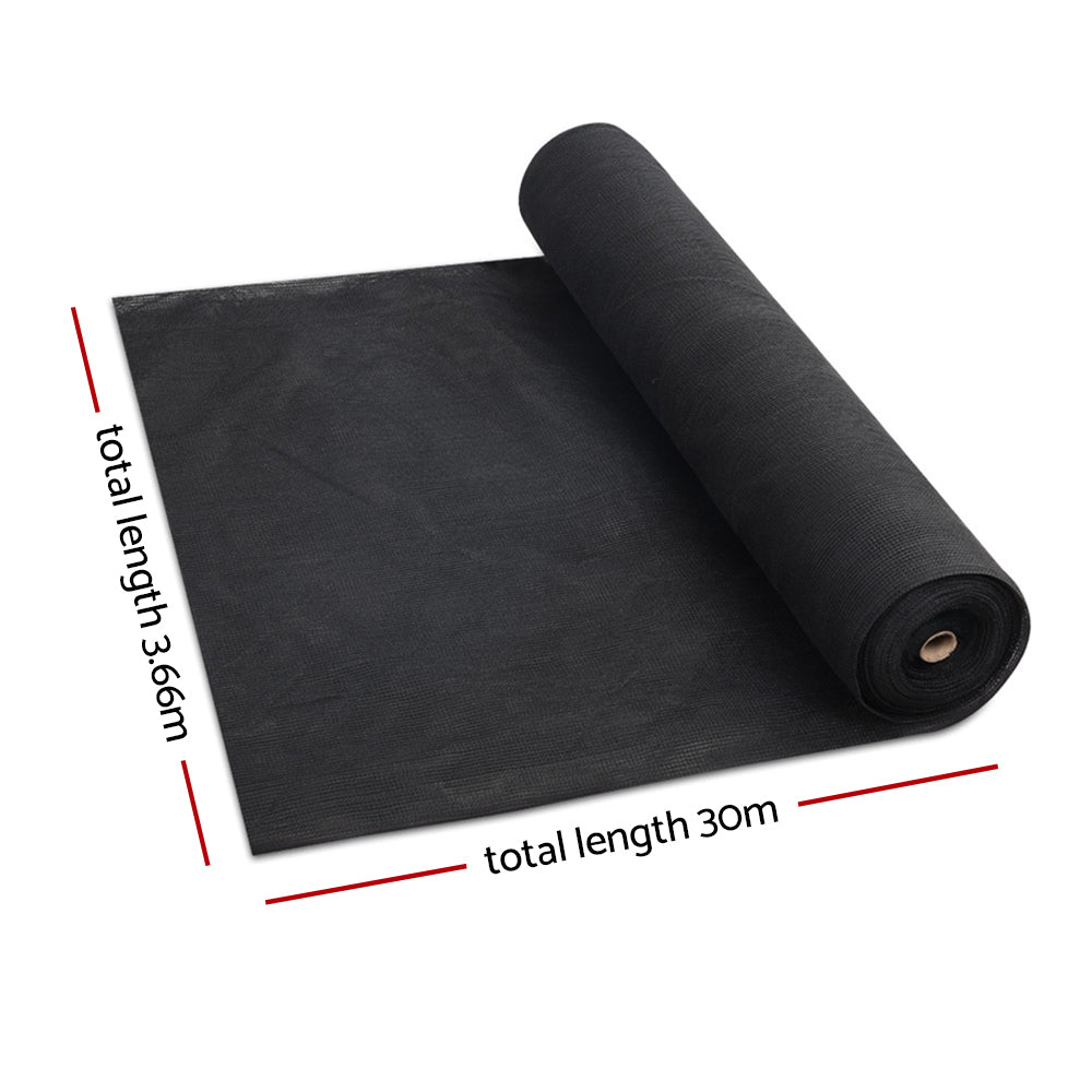 Instahut 3.66x30m 30% UV Shade Cloth Shadecloth Sail Garden Mesh Roll Outdoor Black, White and Green