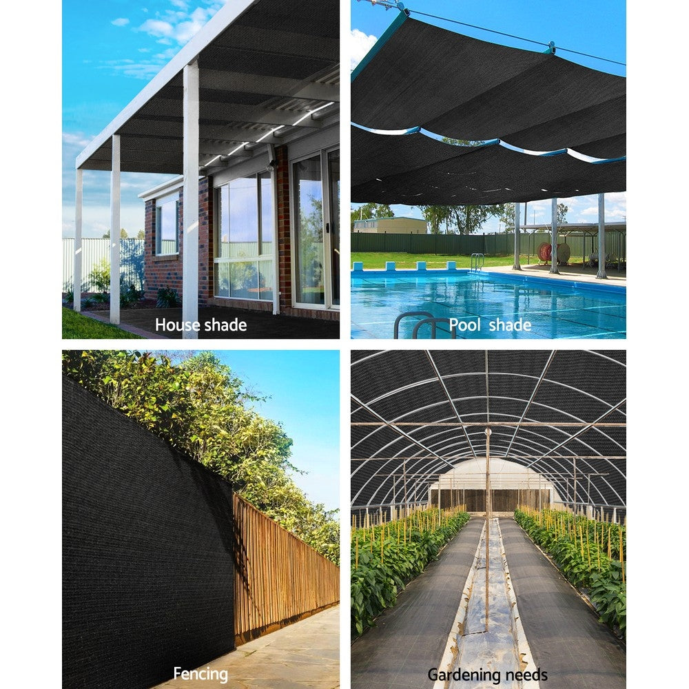 Instahut 3.66x30m 30% UV Shade Cloth Shadecloth Sail Garden Mesh Roll Outdoor Black, White and Green