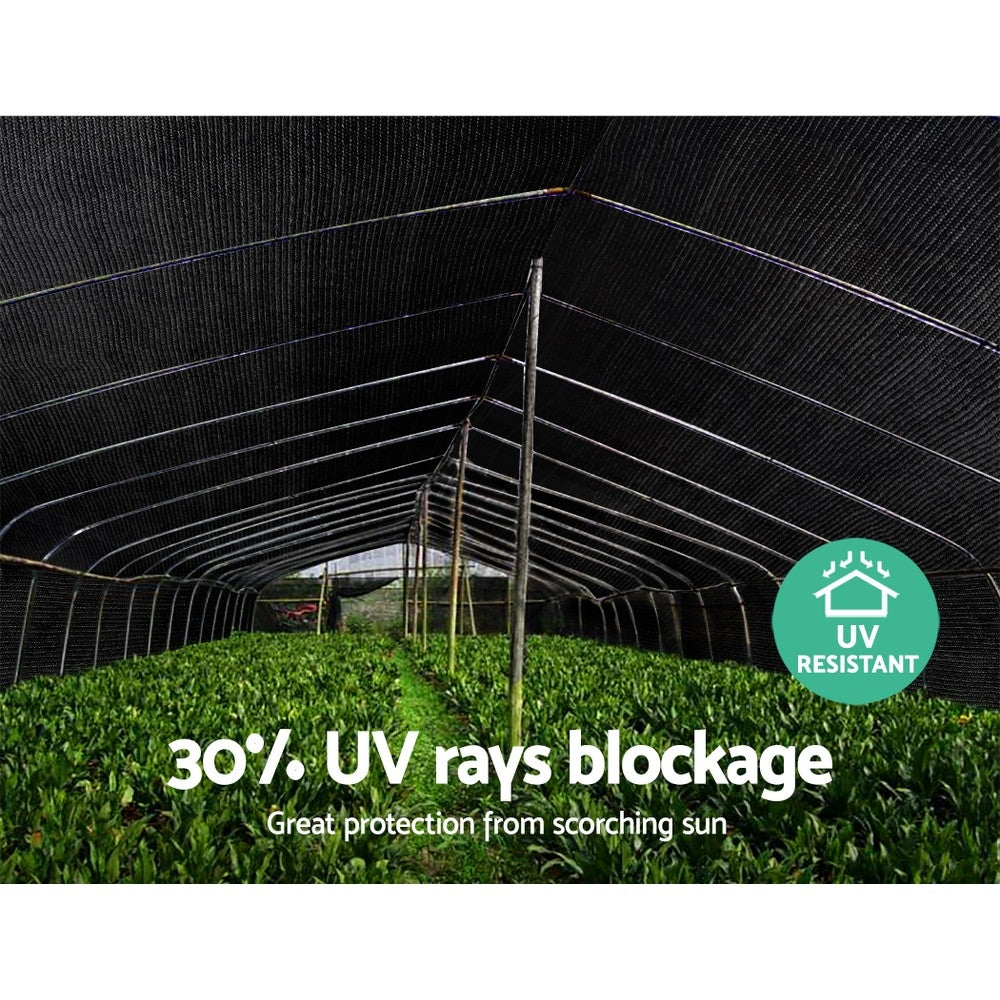 Instahut 3.66x30m 30% UV Shade Cloth Shadecloth Sail Garden Mesh Roll Outdoor Black, White and Green