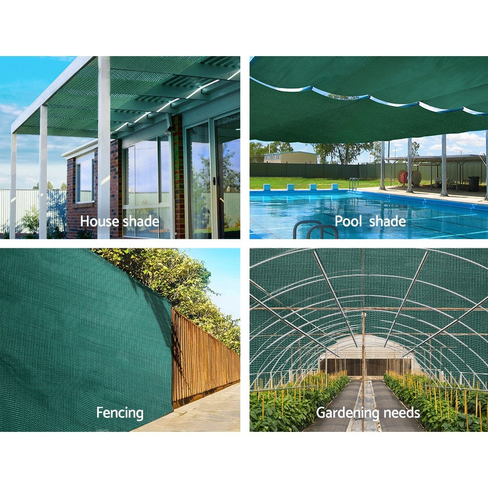 Instahut 3.66x30m 30% UV Shade Cloth Shadecloth Sail Garden Mesh Roll Outdoor Black, White and Green