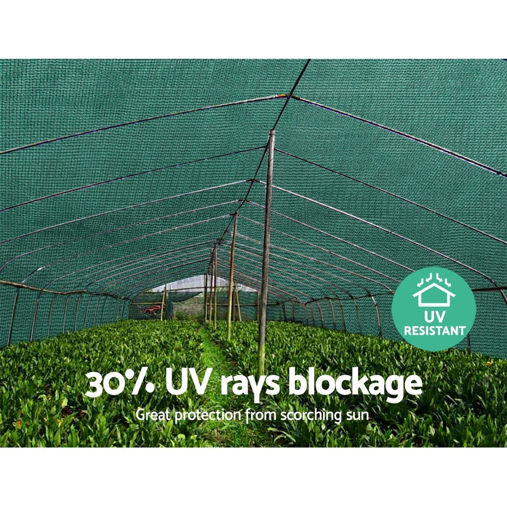 Instahut 3.66x30m 30% UV Shade Cloth Shadecloth Sail Garden Mesh Roll Outdoor Black, White and Green