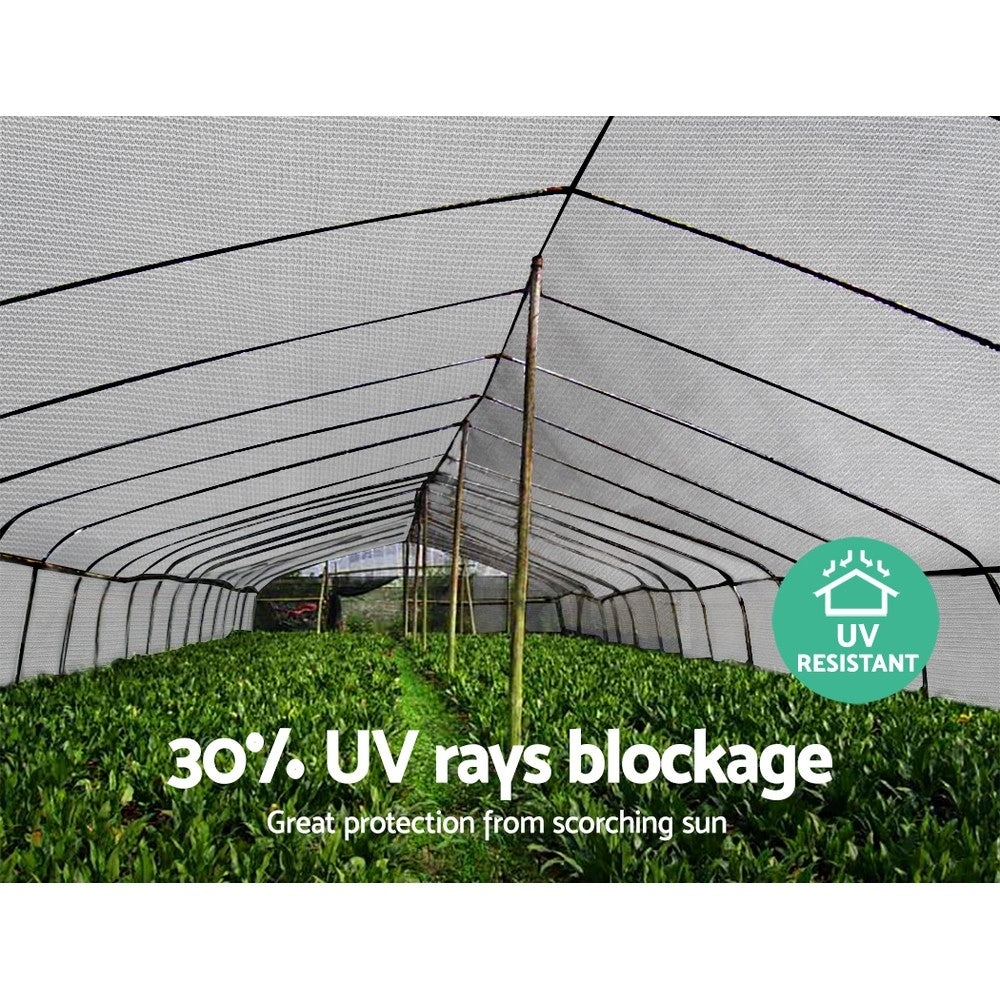Instahut 3.66x30m 30% UV Shade Cloth Shadecloth Sail Garden Mesh Roll Outdoor Black, White and Green