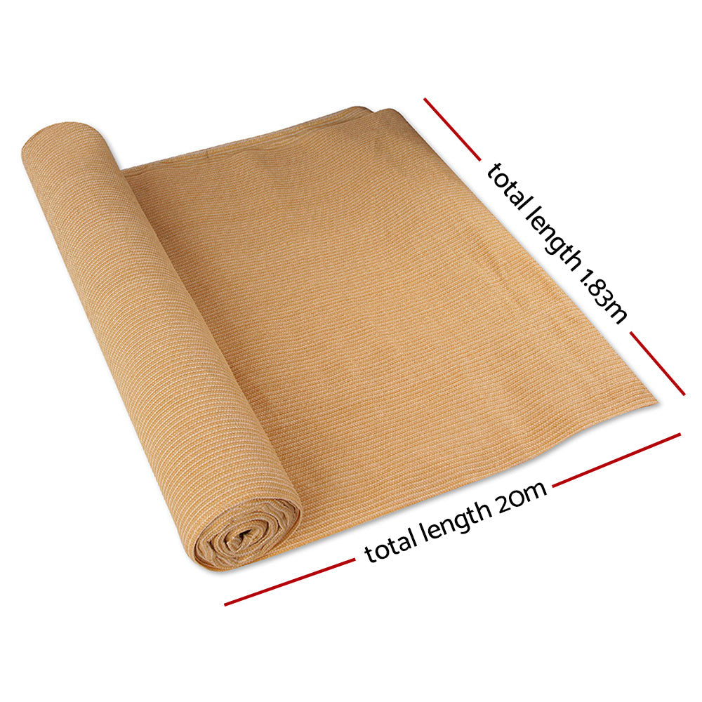 70% Shade Cloth 1.83X20M Shadecloth Sail Heavy Duty Beige | Sun Outdoor Roll Mesh