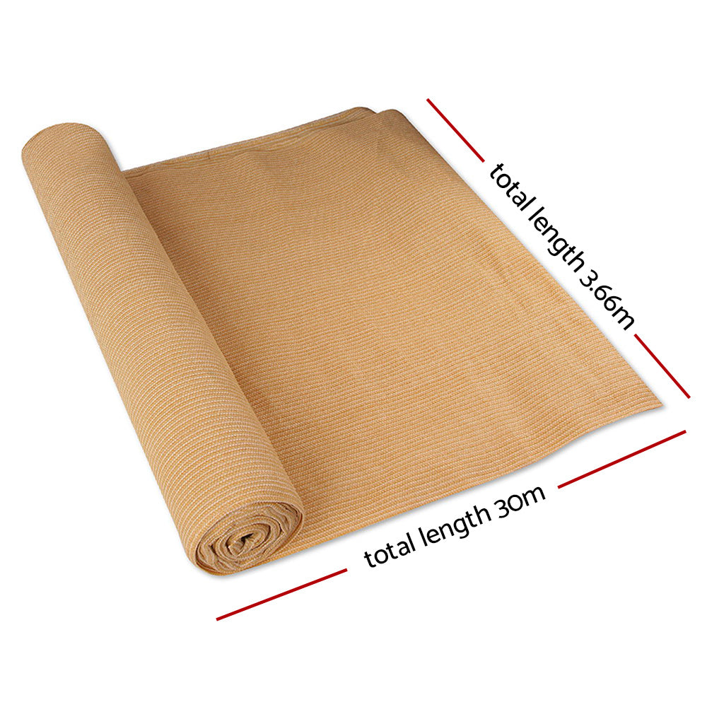 90% Shade Cloth 3.66X30M Shadecloth Sail Heavy Duty Beige