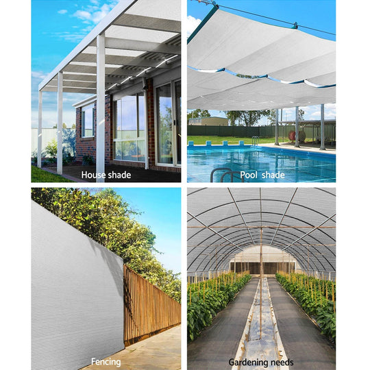 90% Shade Cloth 3.66X30M Shadecloth Wide Heavy Duty White - Instahut Sun Sail Garden