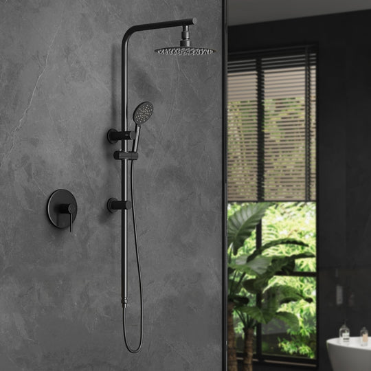 10" Rain Shower Head Set Round Handheld With Shower Mixer