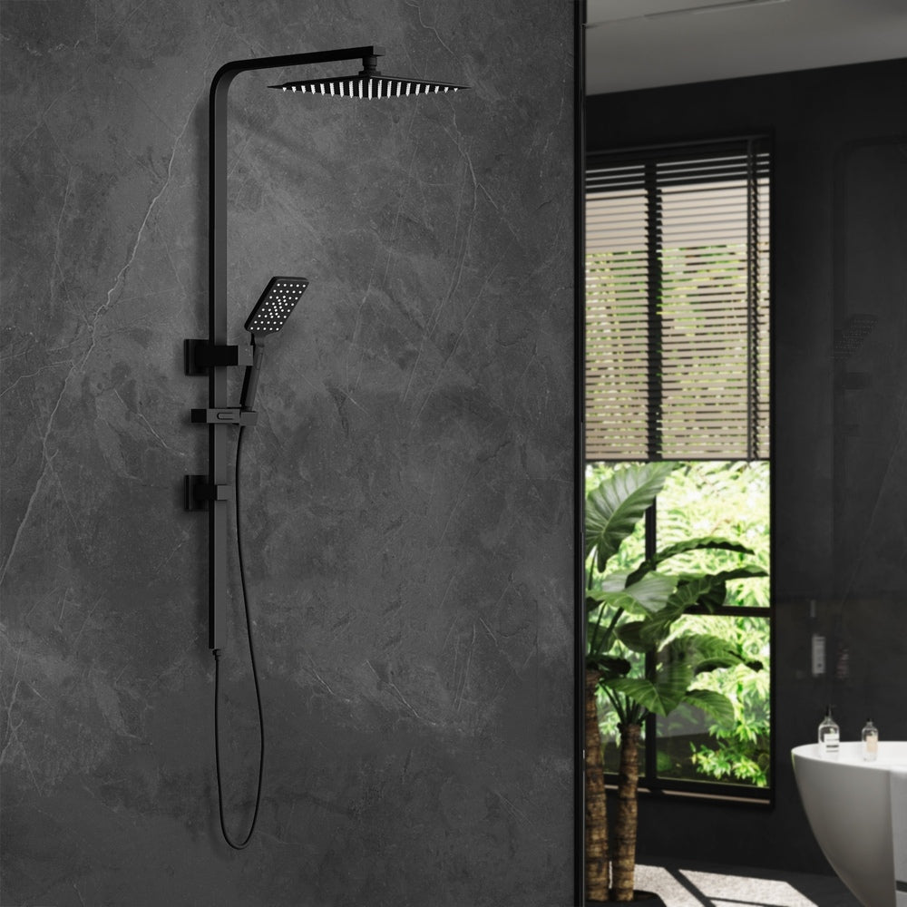 10" Rain Shower Head Set Square 3-Mode Handheld Shower Rail Set