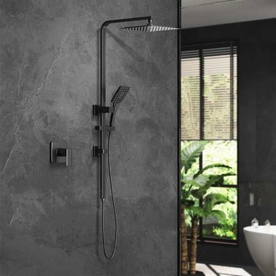 10" Rain Shower Head Set Square Handheld With Shower Mixer