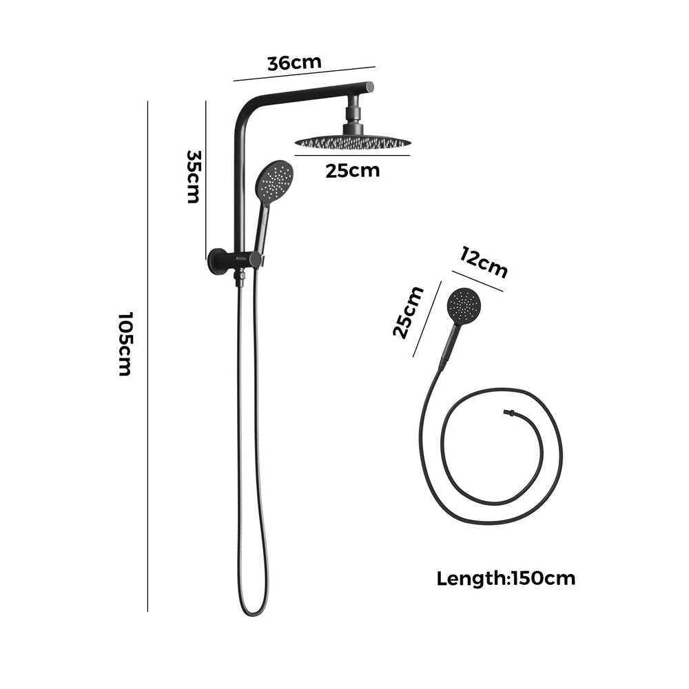 10" Rain Shower Head Set 3-Mode Handheld Shower Gooseneck