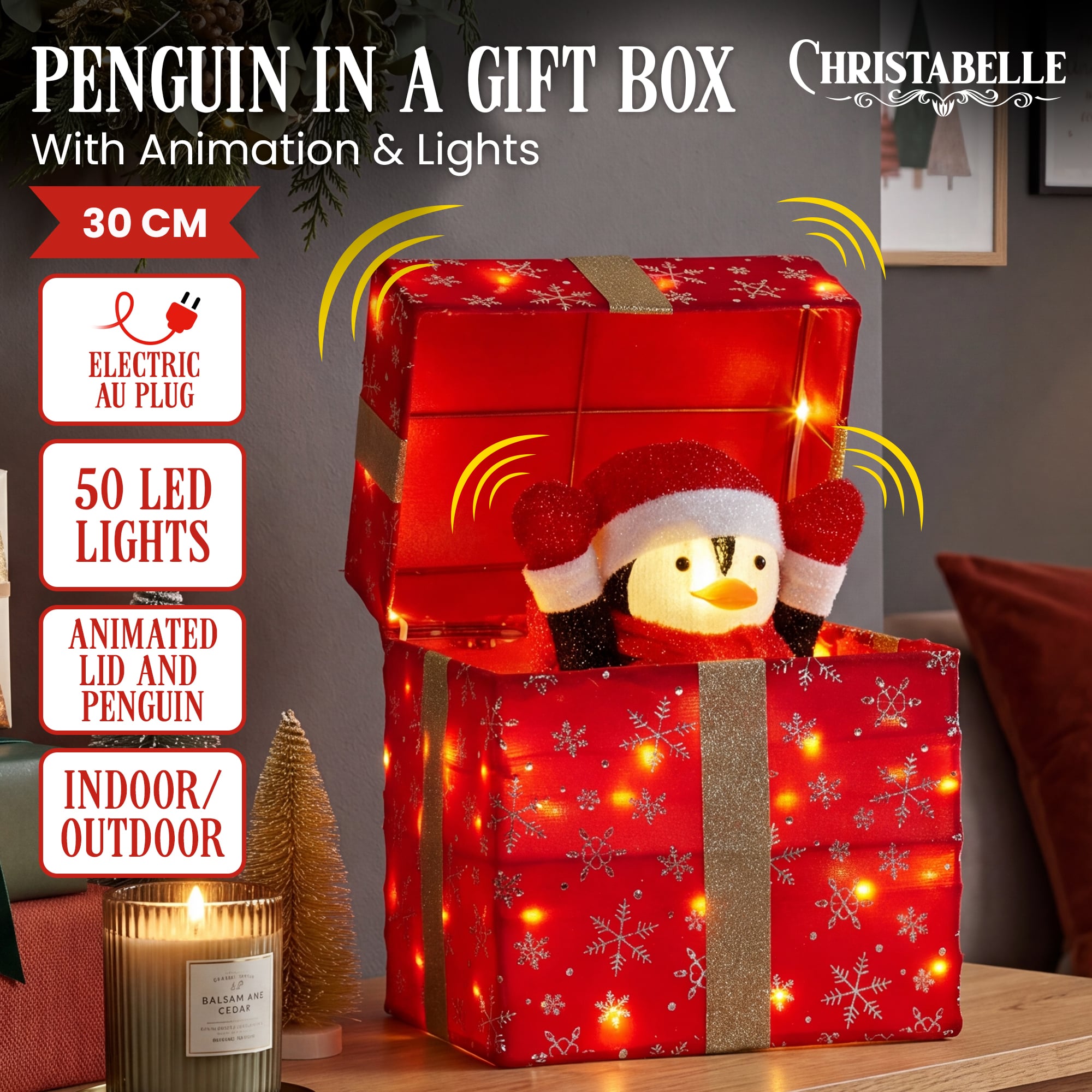 Animated Penguin Gift Box Light