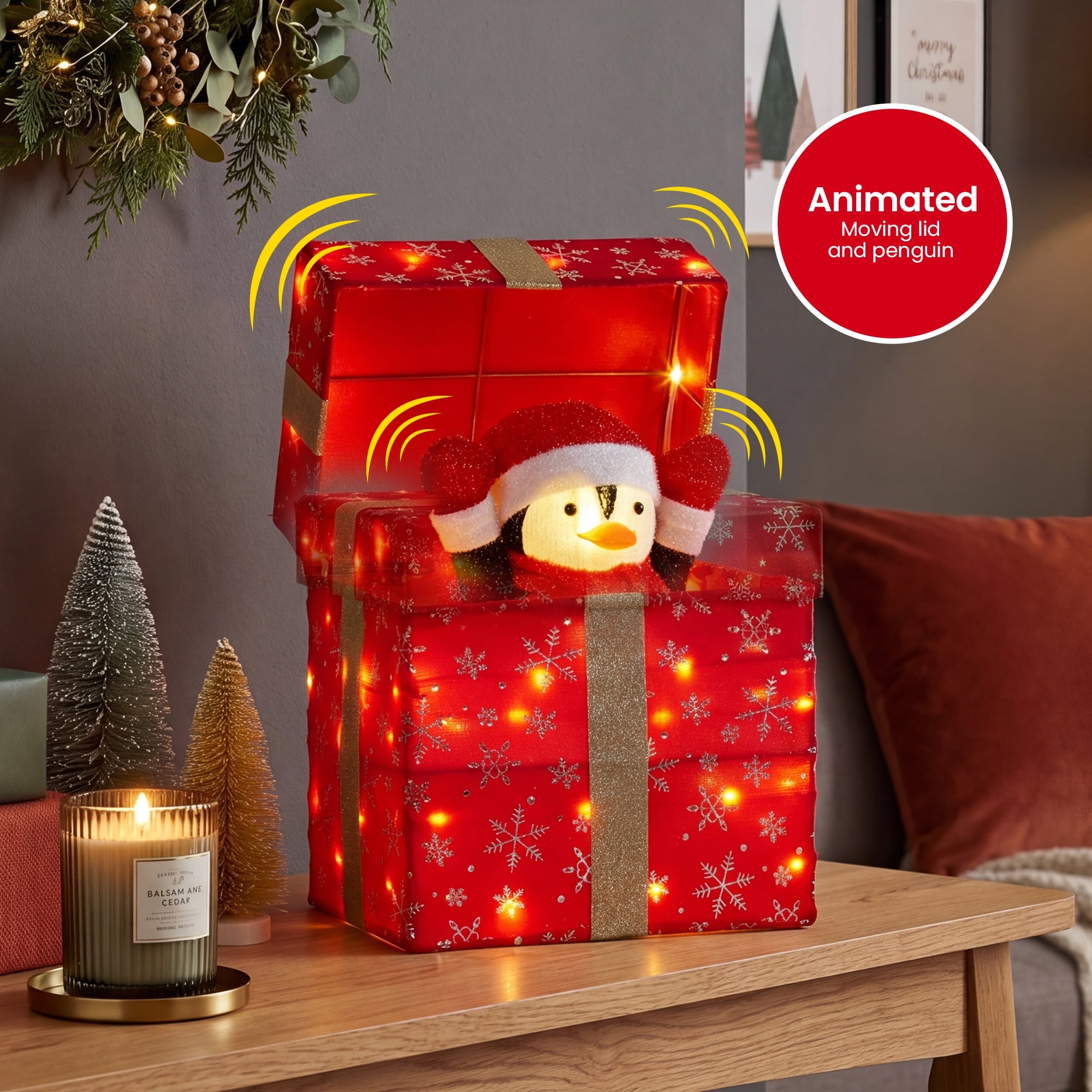Animated Penguin Gift Box Light