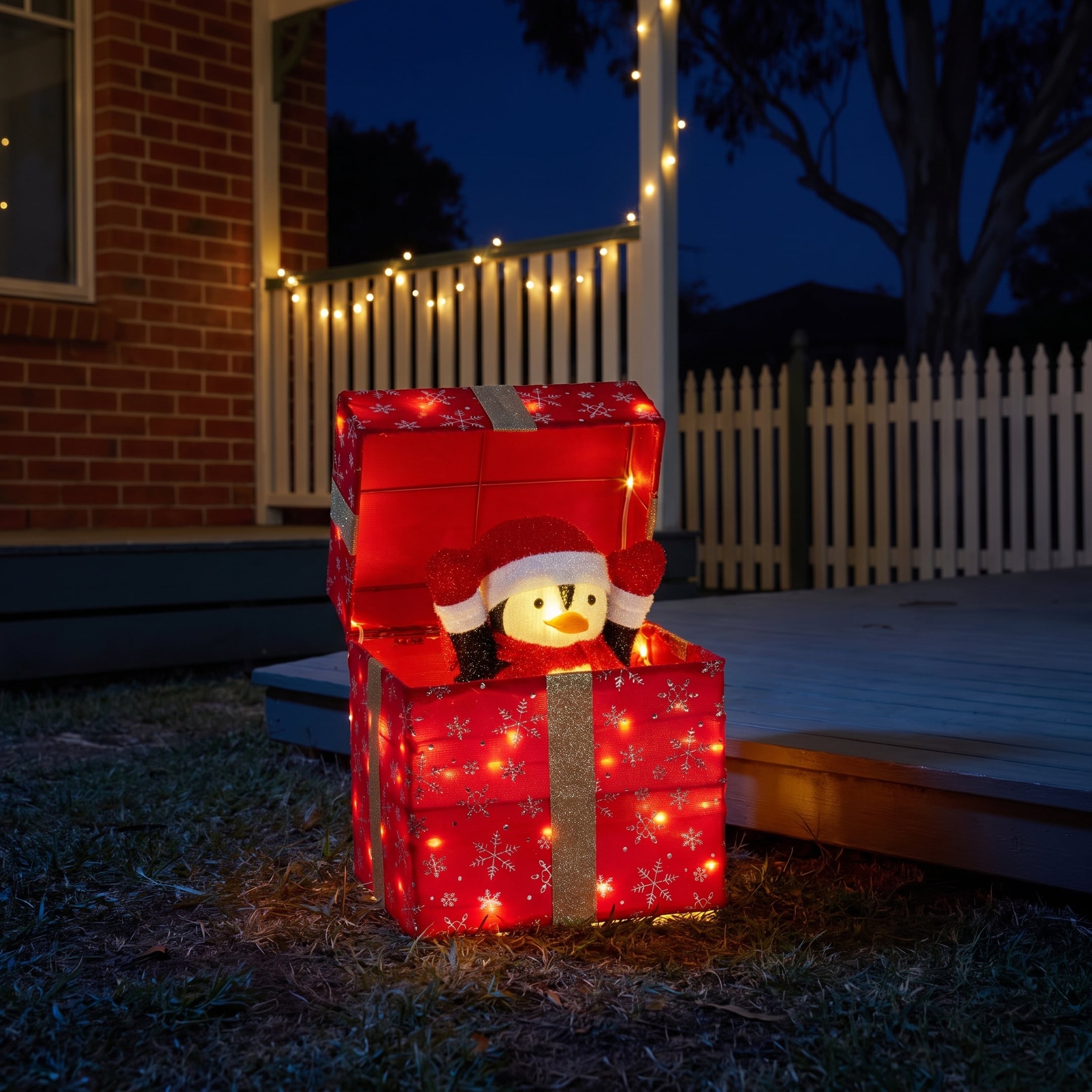 Animated Penguin Gift Box Light