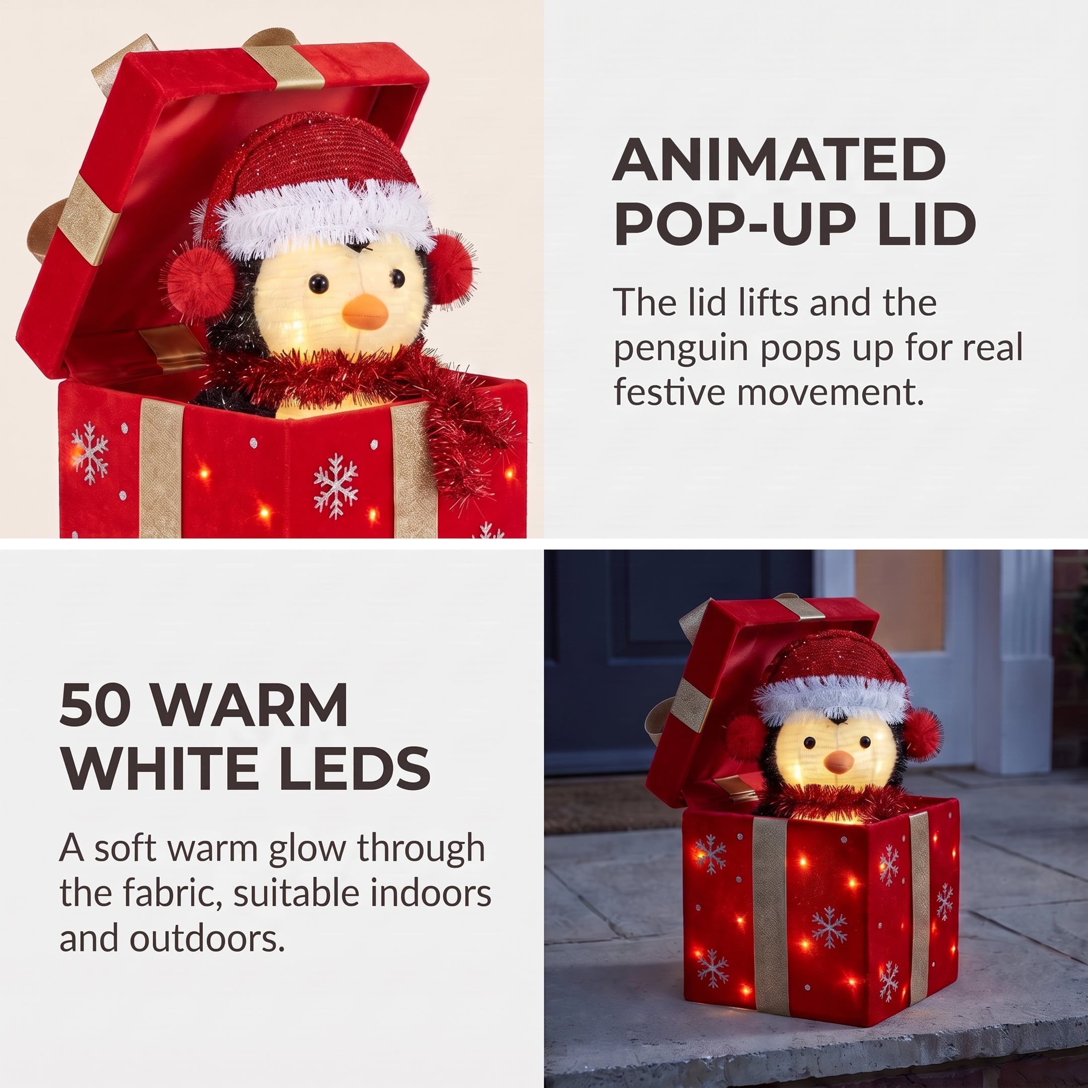 Animated Penguin Gift Box Light