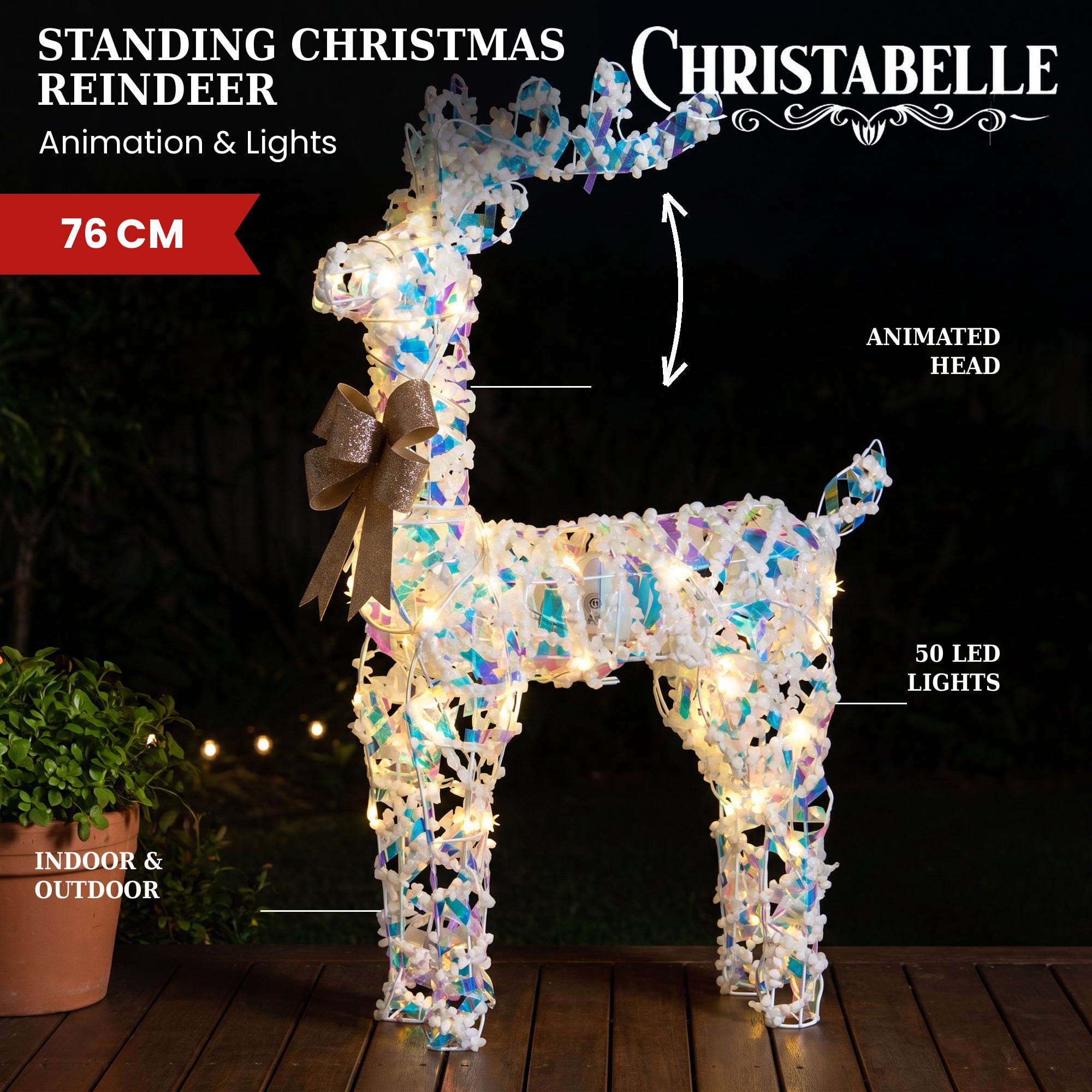 Animated Reindeer Display White