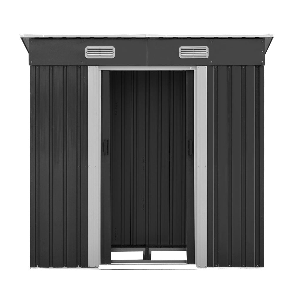 1.94X1.21M Garden Shed With Metal Base And Sliding Door