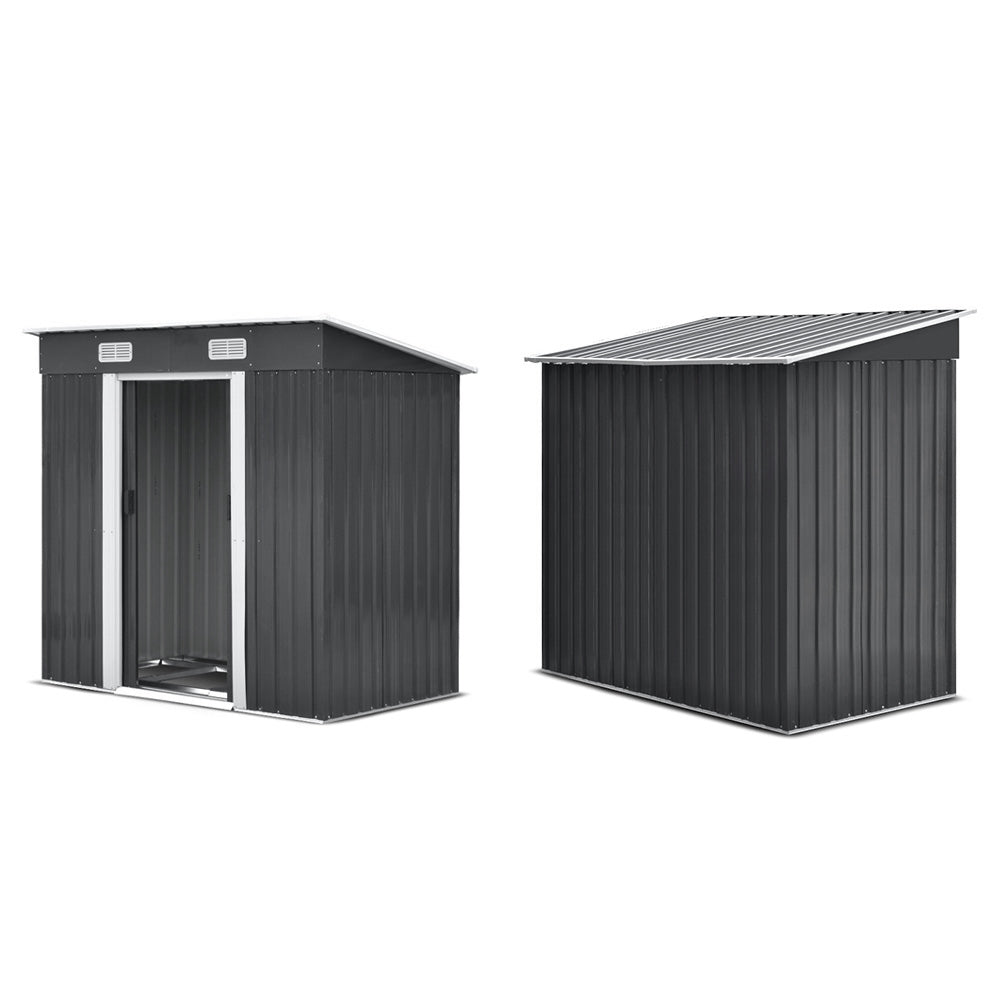 1.94X1.21M Garden Shed With Metal Base And Sliding Door