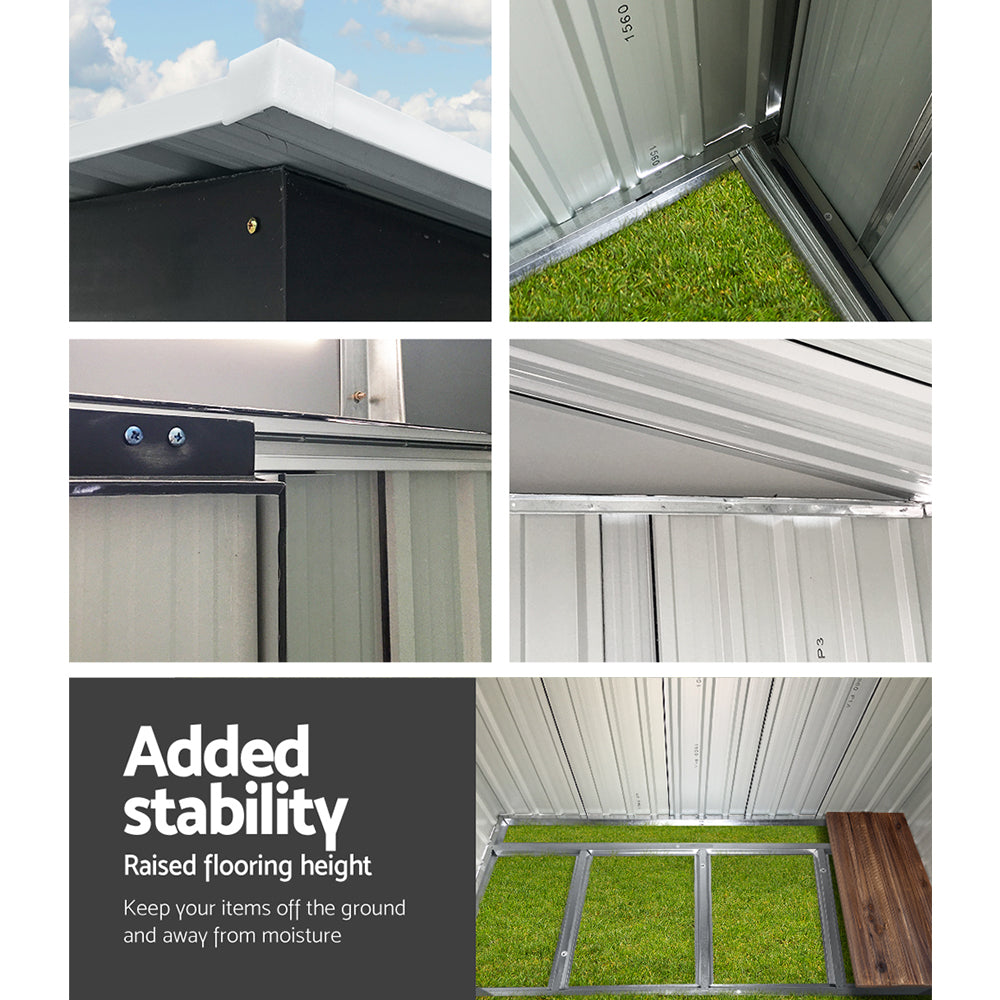 1.94X1.21M Garden Shed With Metal Base And Sliding Door