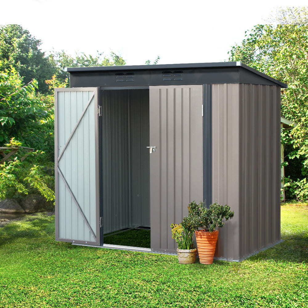 1.95X1.31M Steel Garden Shed With Double Door