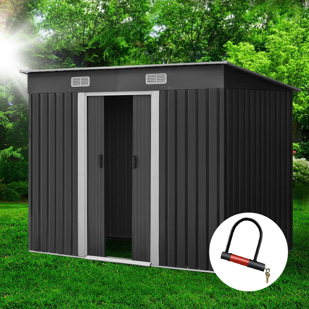 2.38X1.31M Metal Garden Shed With Sliding Door
