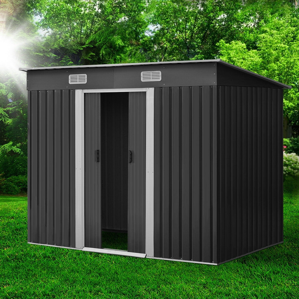 2.38X1.31M Metal Garden Shed With Sliding Door