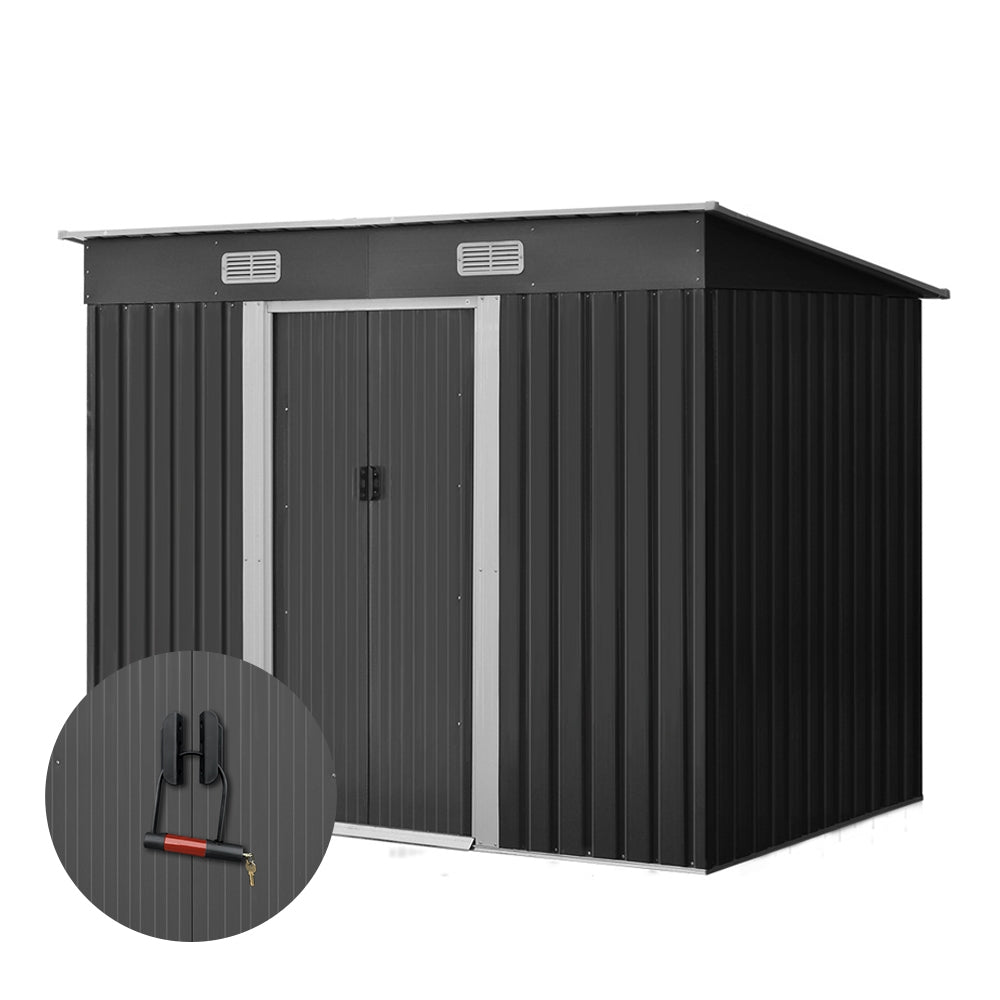 2.38X1.31M Metal Garden Shed With Sliding Door