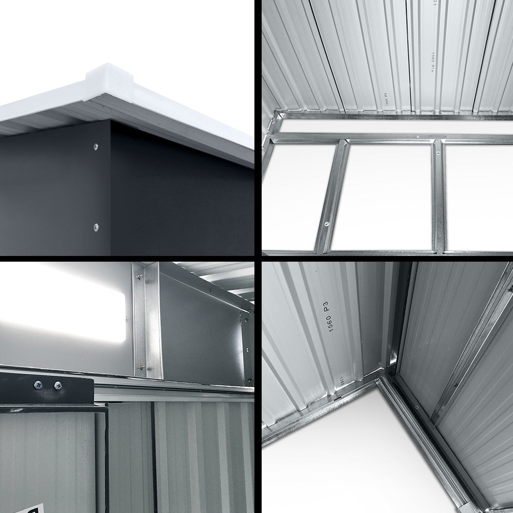 2.38X1.31M Garden Shed With Metal Base And Sliding Door
