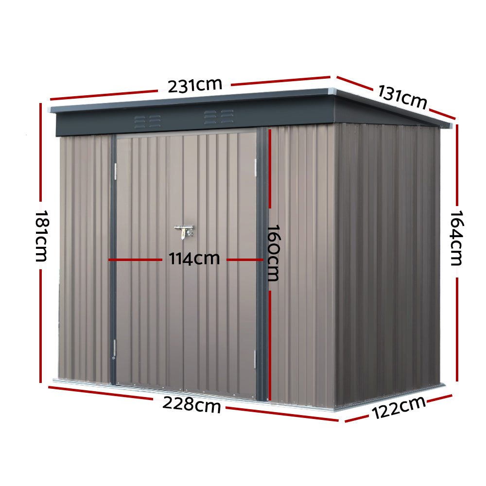 2.31X1.31M Metal Garden Shed With Double Door