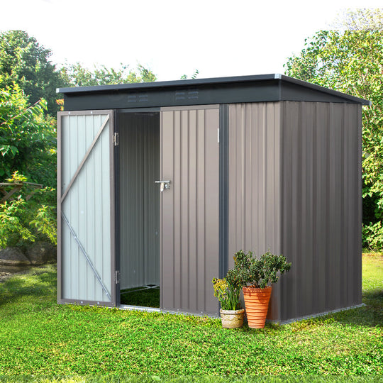 2.31X1.31M Metal Garden Shed With Double Door, Metal finish