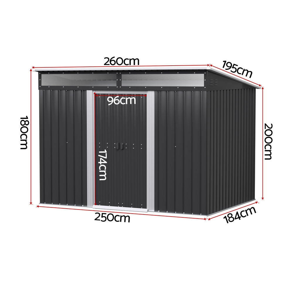 Garden Shed Outdoor Storage 2.60x1.95M Tool Sheds Workshop House Shelter