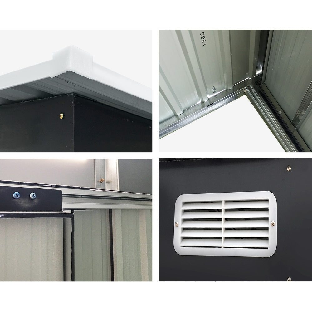 2.58X3.14M Garden Shed With Metal Base And Sliding Door