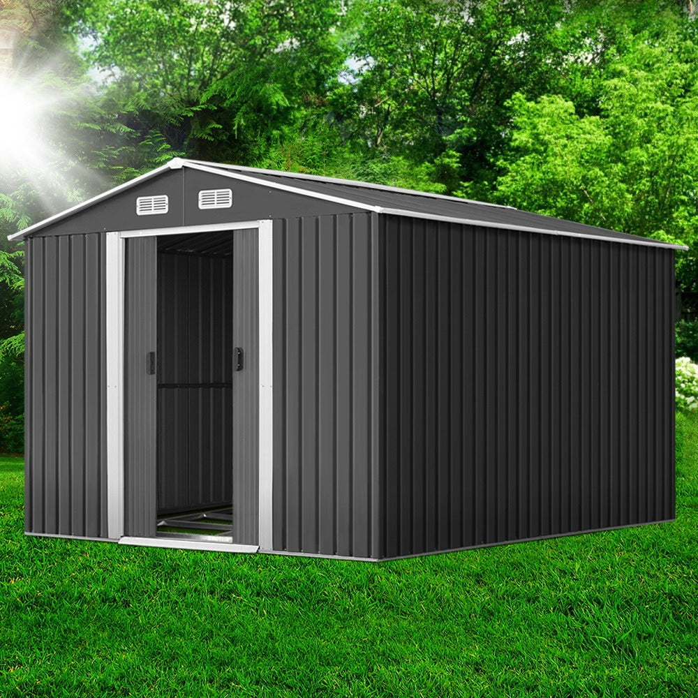 2.6X3.9M Garden Shed With Metal Base And Sliding Door