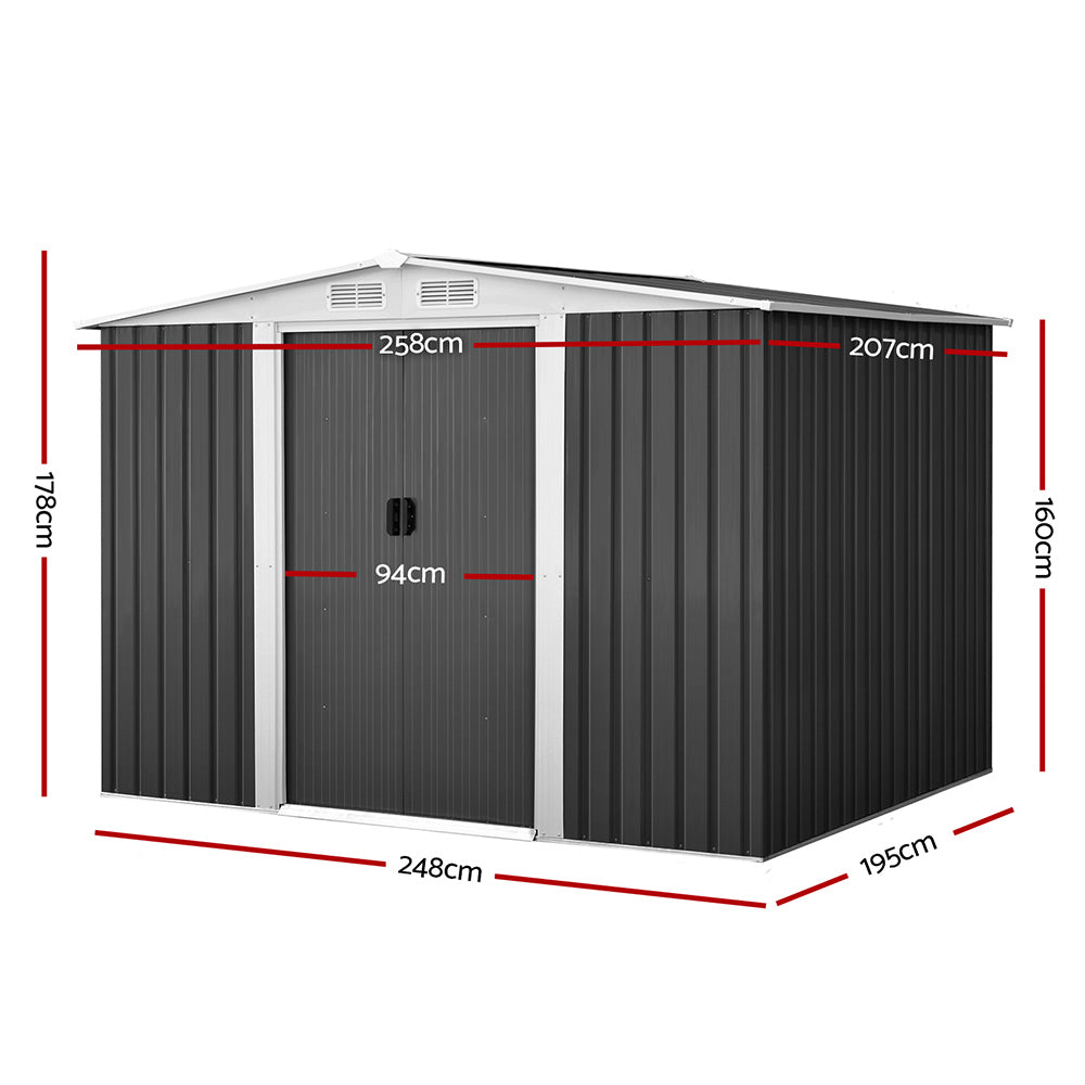 2.58X2.07M Outdoor Garden Shed With Sliding Door