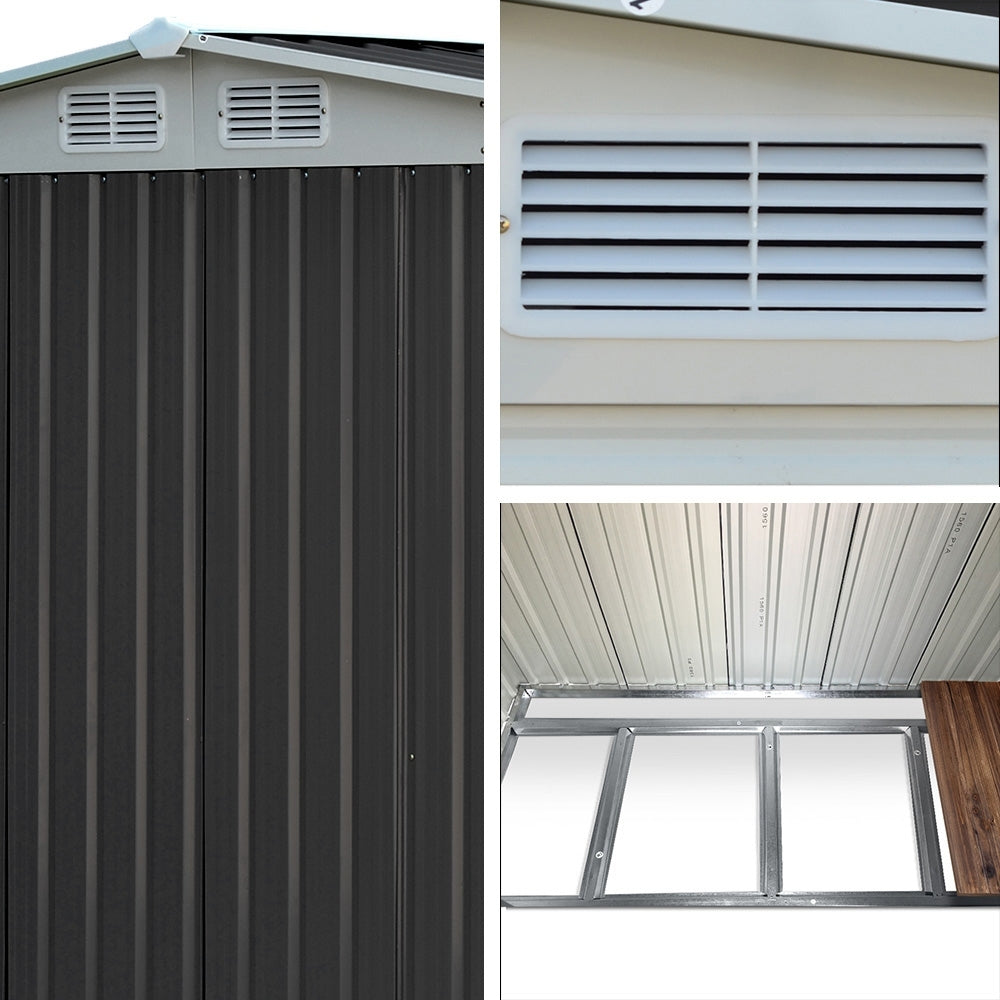 Garden Shed 2.58X2.07M W/Metal Base Sheds Outdoor Storage Double Door