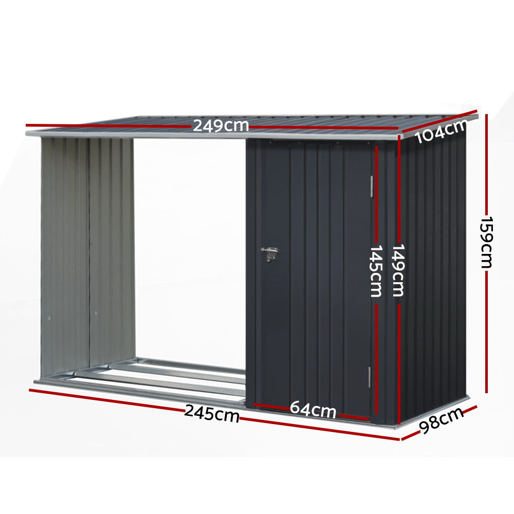 Garden Shed 2.49X1.04M Sheds Outdoor Tool Storage Workshop House Steel