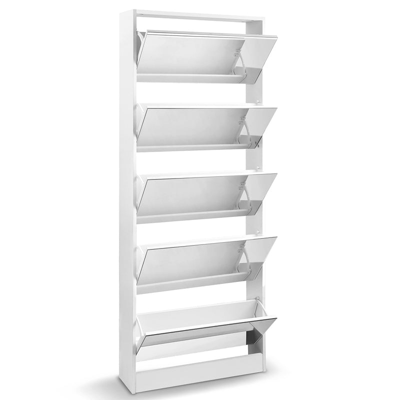5 Drawer Mirrored Wooden Shoe Rack Cabinet | PayPal