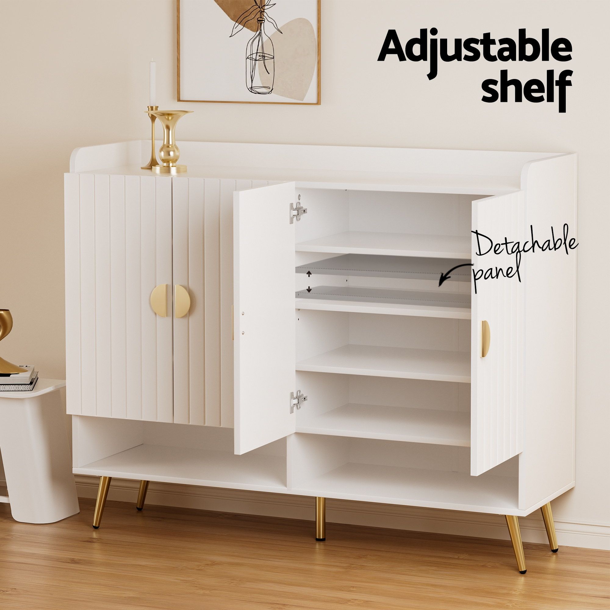 Artiss Shoe Cabinet Clothes Rack Storage Set White | Simpledeals