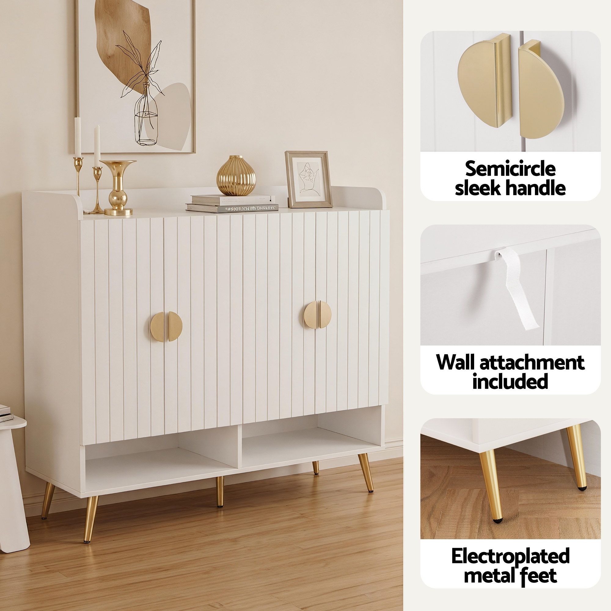 Artiss Shoe Cabinet Clothes Rack Storage Set White | Simpledeals