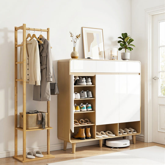 Shoe Cabinet Clothes Rack Storage Set - Shoe Storage