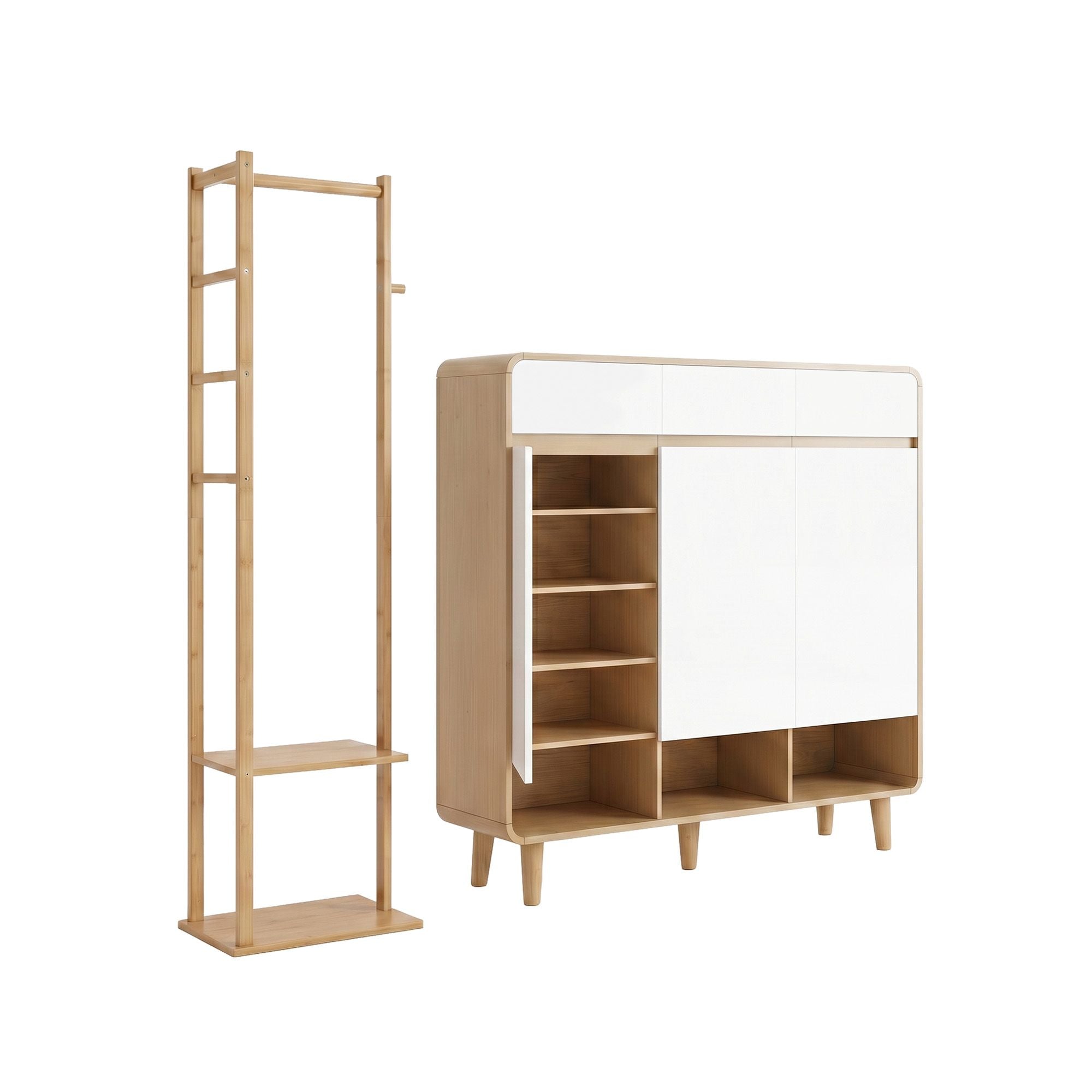 Shoe Cabinet Clothes Rack Storage Set | Simpledeals