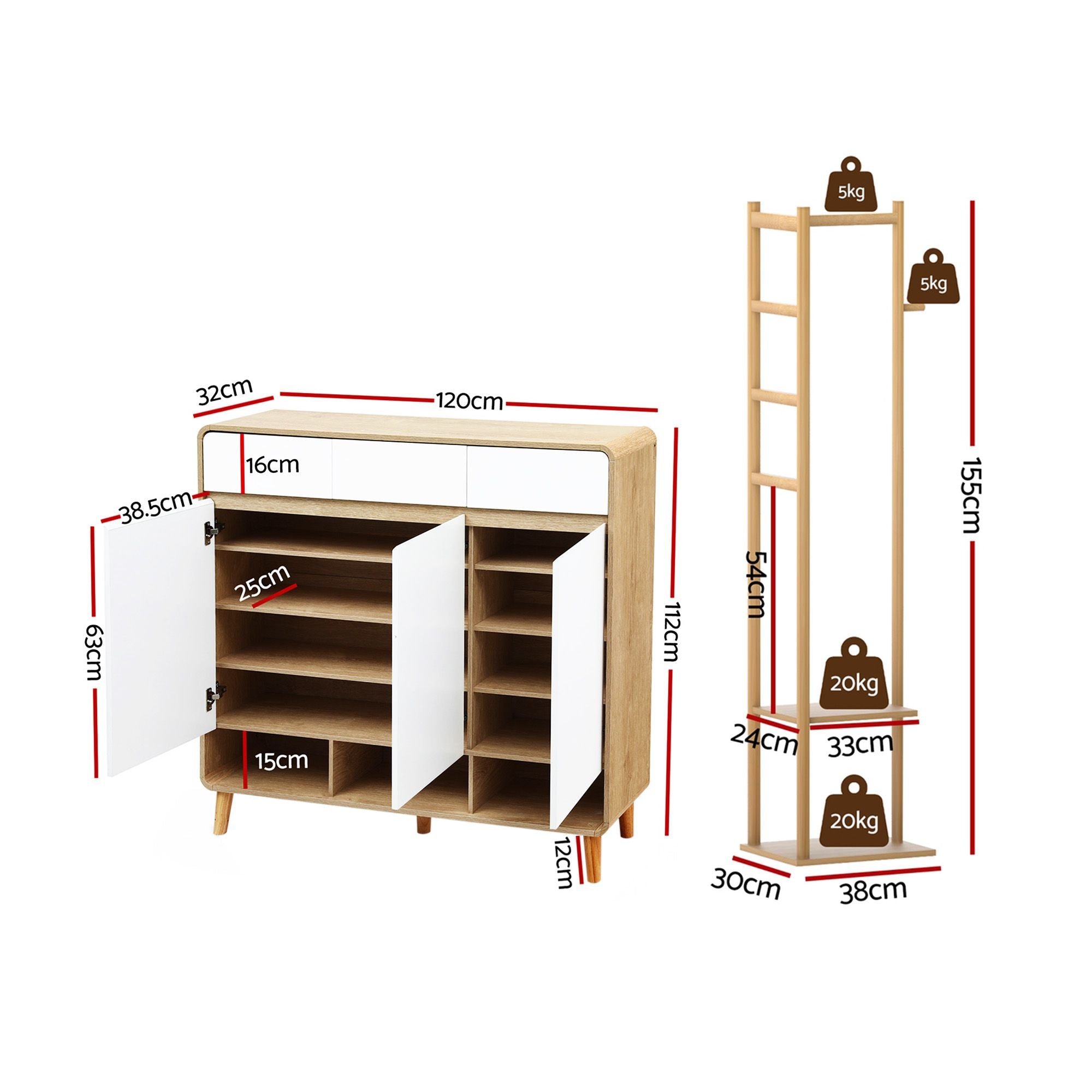 Shoe Cabinet Clothes Rack Storage Set | Simpledeals