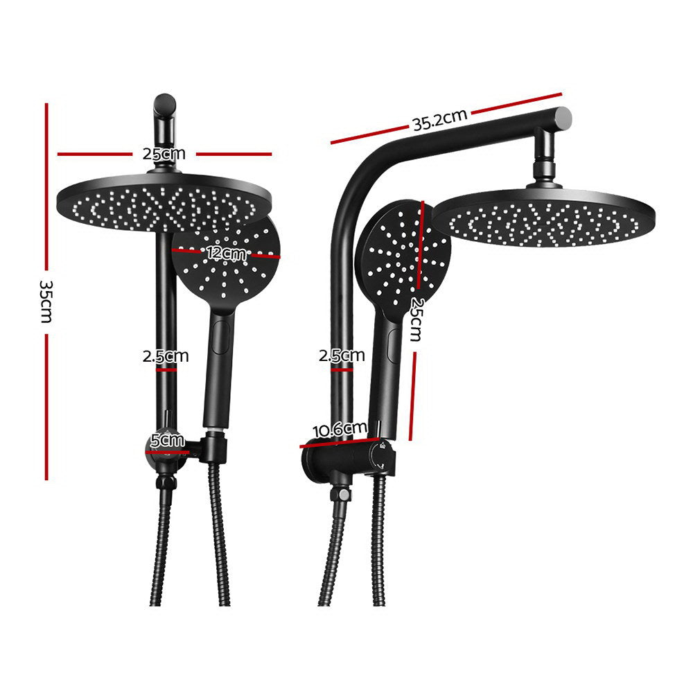 Black Handheld Round High Pressure Rain Shower Head Set