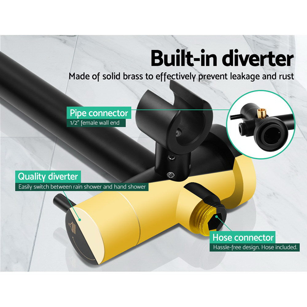 Black Handheld Round High Pressure Rain Shower Head Set