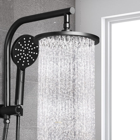 Black colour - Black Handheld Round High Pressure Rain Shower Head Set