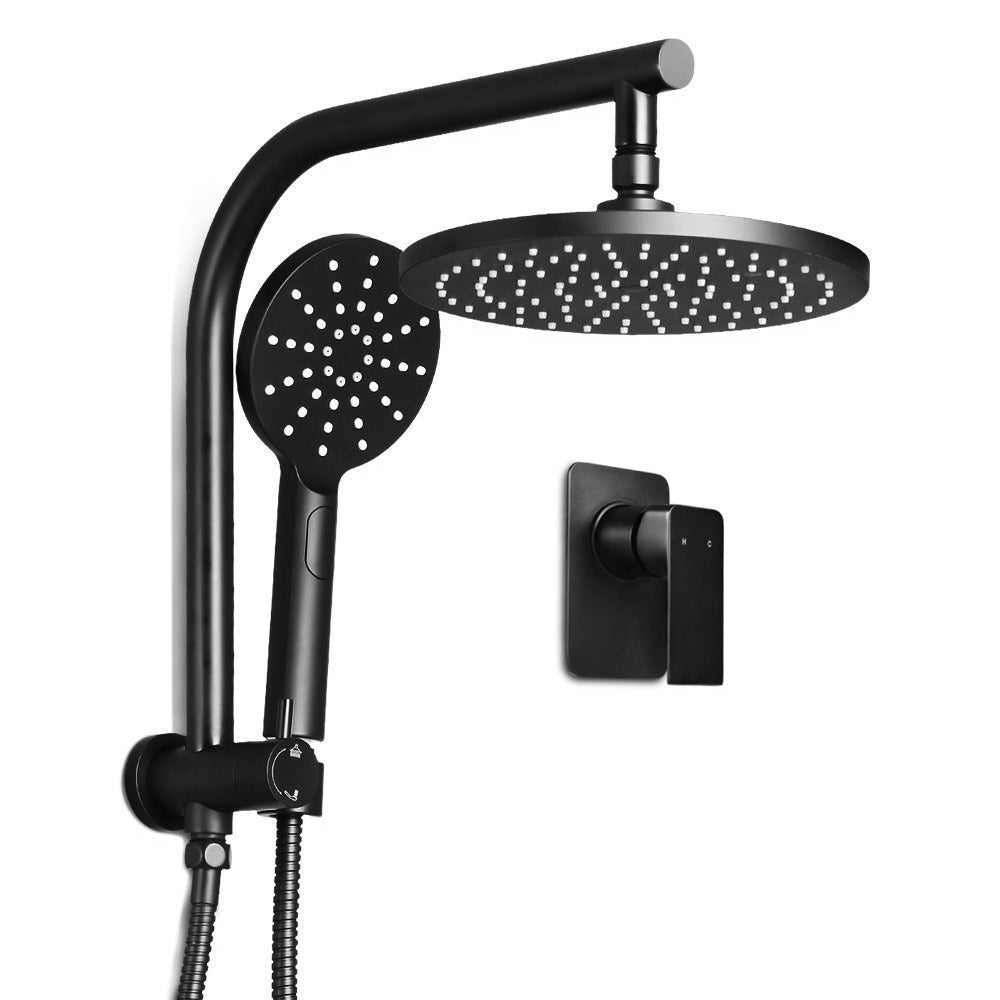 Black Handheld Round High Pressure Rain Shower Head Set With Mixer Tap